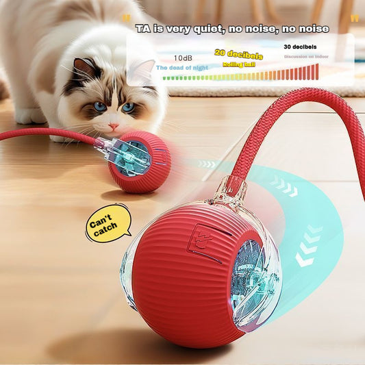 Automatic Self-Play Cat Toy Ball - Hands-Free Rolling Ball for Cats & Small Dogs, Interactive Exercise Toy to Reduce Boredom & Anxiety