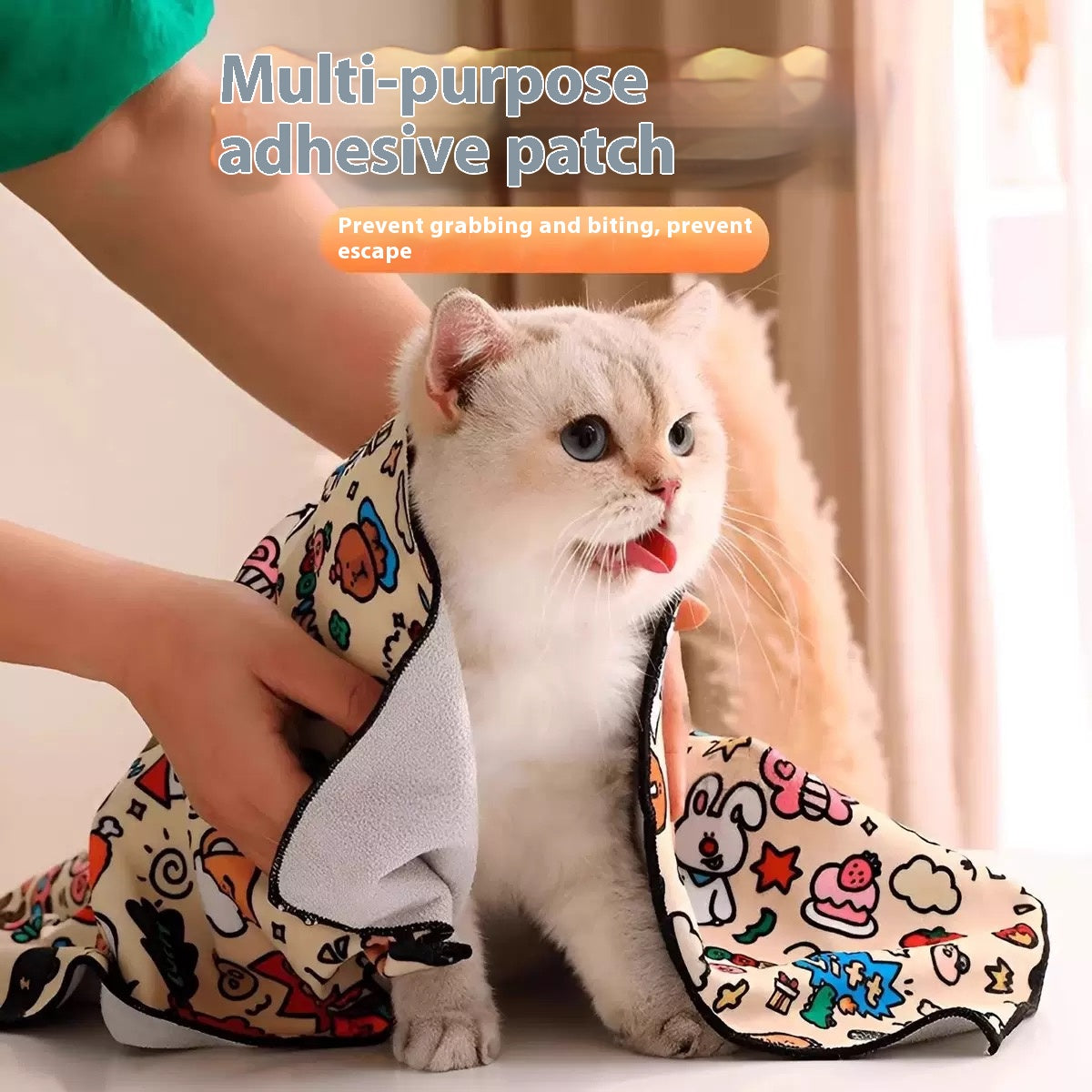 Purrfect Paws Cat Wrapping Blanket - No-Struggle Grooming Wrap for Stress-Free Nail Clipping & Ear Care | Escape-Proof & Self-Sticking Design