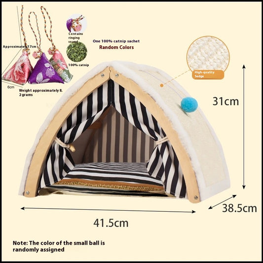 Cozy Cat Tent & Scratch Haven - 2-in-1 Hideaway Bed with Built-in Scratching Posts