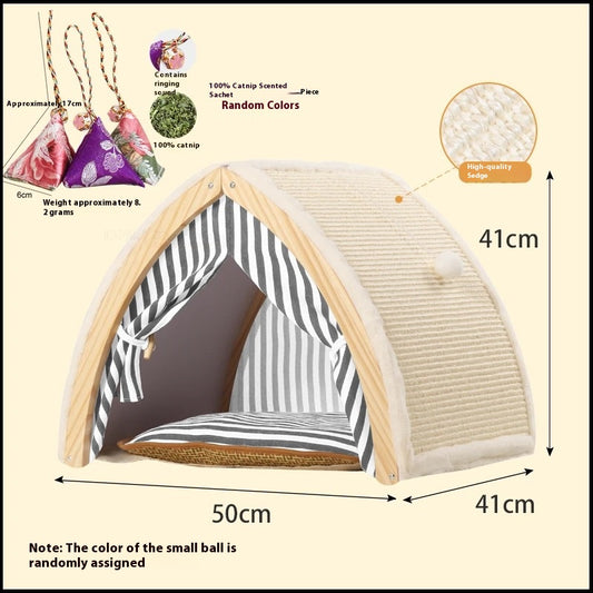 Cozy Cat Tent & Scratch Haven - 2-in-1 Hideaway Bed with Built-in Scratching Posts