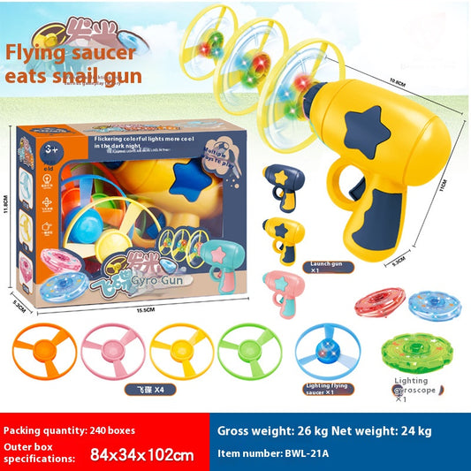 6-in-1 Cat & Dog Toy Set with Launcher Gun & Glow Discs - Interactive Fetch, Chase Toys for Indoor Pets, Boredom Buster for Cats Puppies (Includes Flying Propellers, Track Toy)