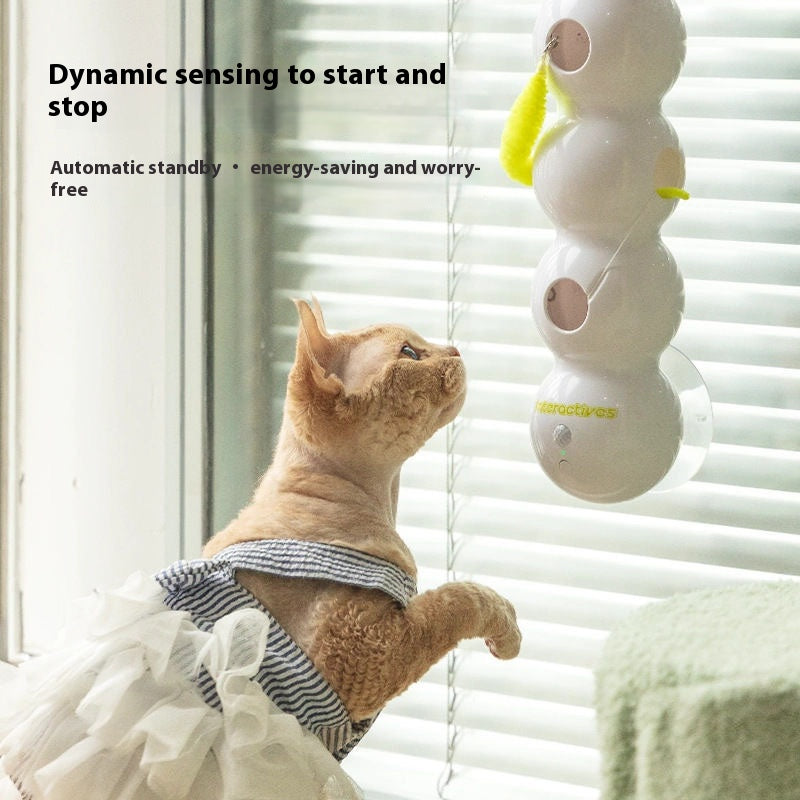 Self-Moving Cat Toy with Wiggly Worm – Automatic Kitten Teaser with Feather, Smart Motion & Battery-Powered Fun for Playful Cats