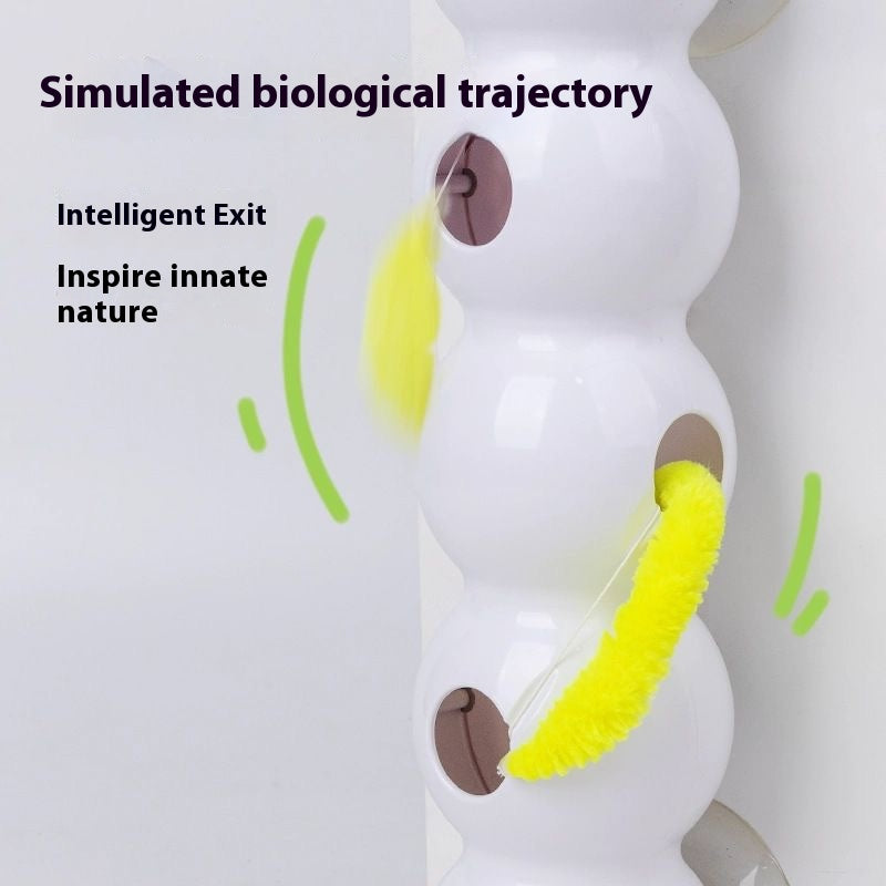 Self-Moving Cat Toy with Wiggly Worm – Automatic Kitten Teaser with Feather, Smart Motion & Battery-Powered Fun for Playful Cats