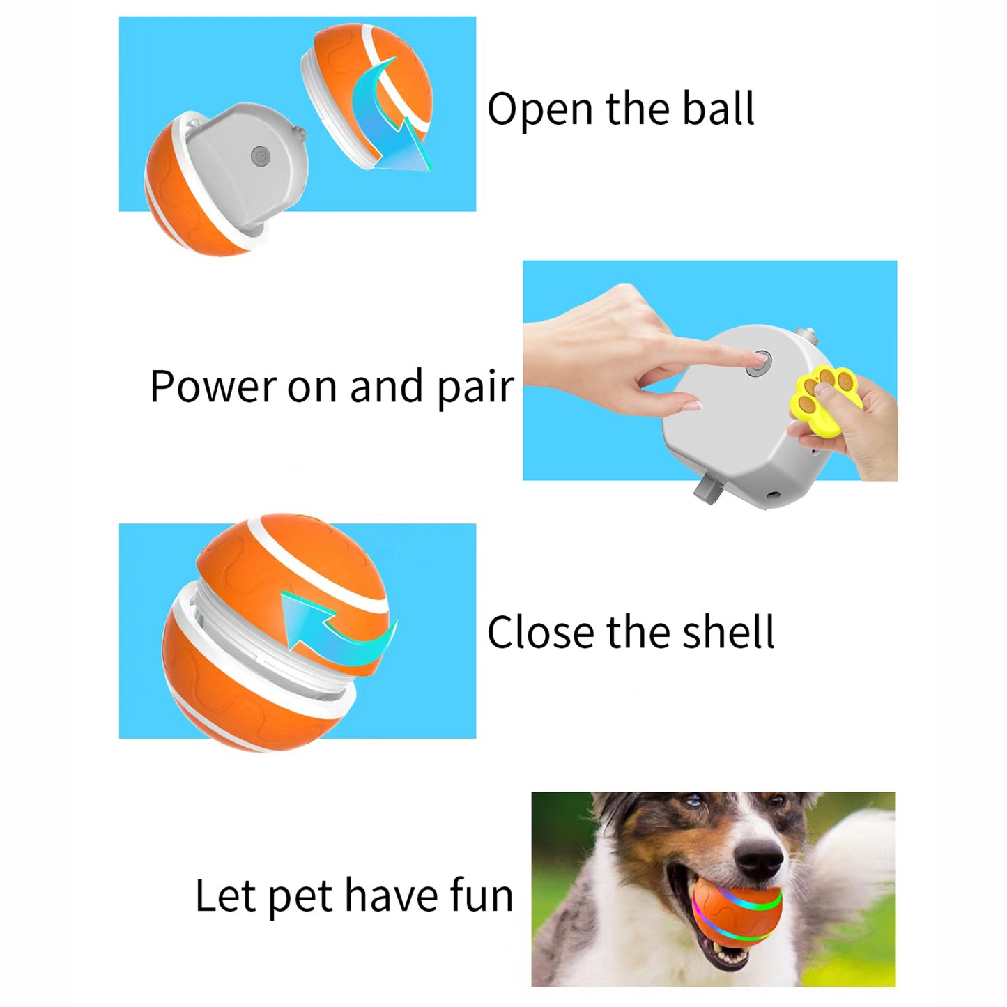 Interactive Pet Toys, [Newly Upgraded] Auto-Rolling Ball - Motion Activated Self-Play Toy for Bored Dogs & Cats, USB Rechargeable & Durable (Small/Medium/Large Pets)