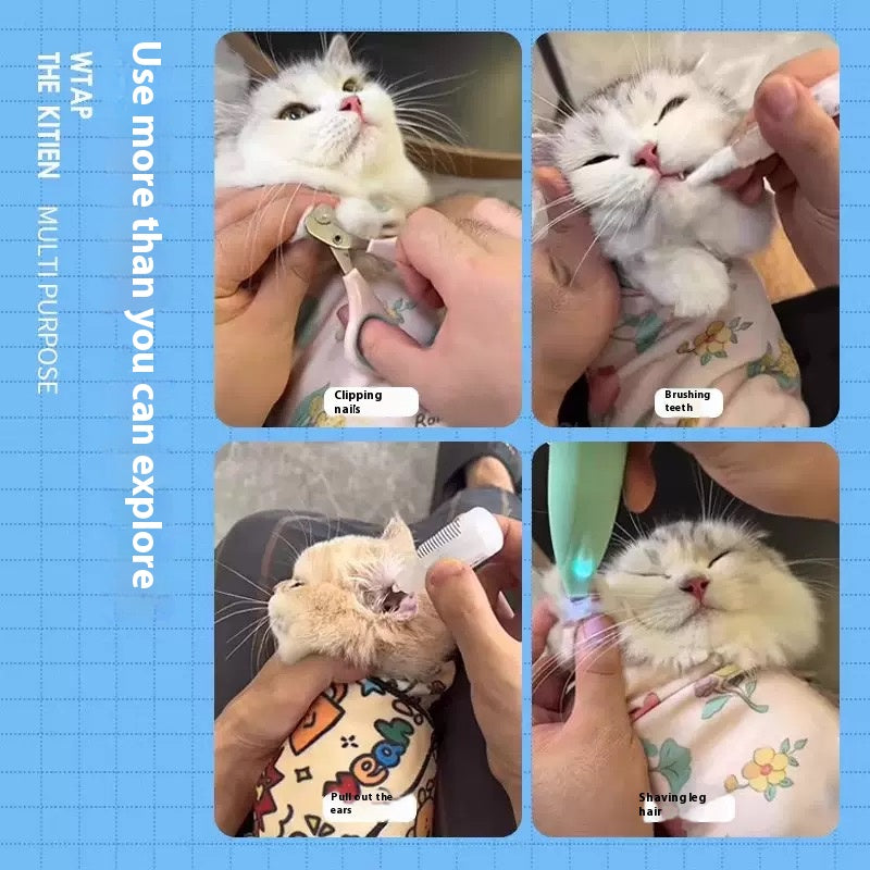Purrfect Paws Cat Wrapping Blanket - No-Struggle Grooming Wrap for Stress-Free Nail Clipping & Ear Care | Escape-Proof & Self-Sticking Design