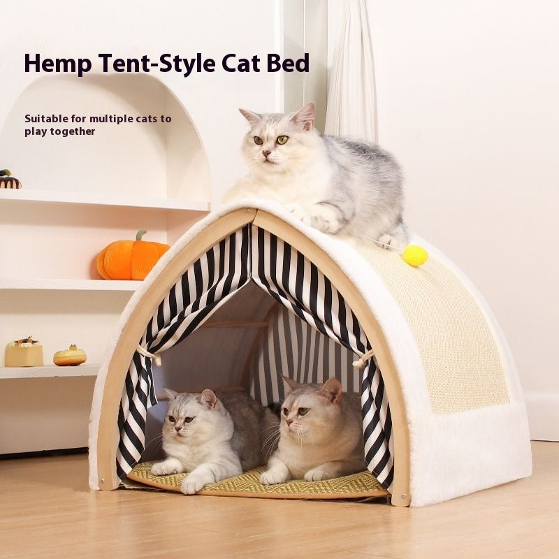 Cozy Cat Tent & Scratch Haven - 2-in-1 Hideaway Bed with Built-in Scratching Posts