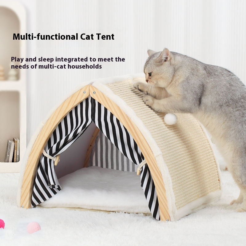 Cozy Cat Tent & Scratch Haven - 2-in-1 Hideaway Bed with Built-in Scratching Posts