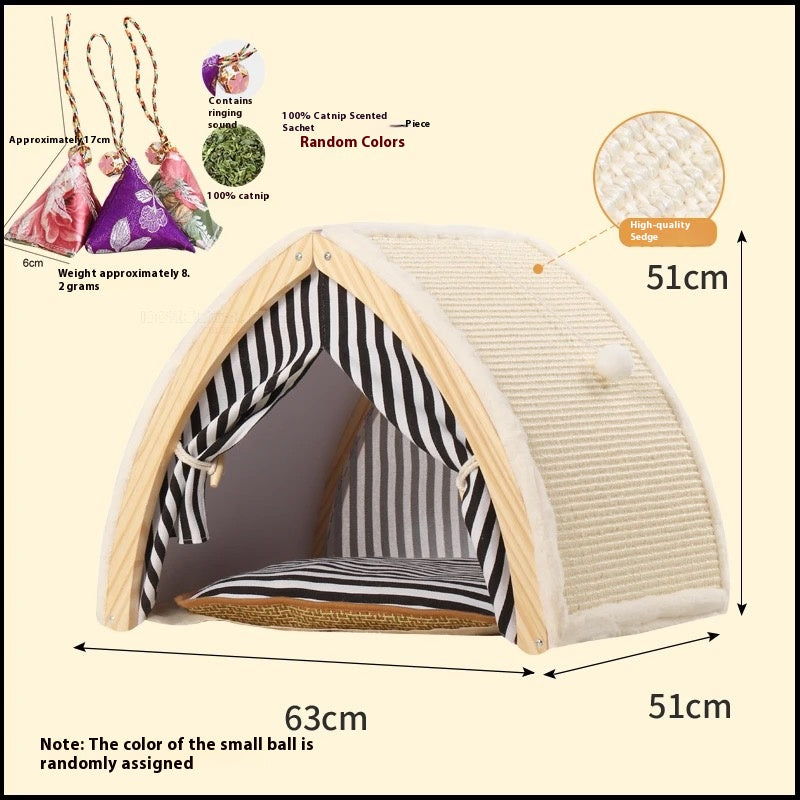Cozy Cat Tent & Scratch Haven - 2-in-1 Hideaway Bed with Built-in Scratching Posts